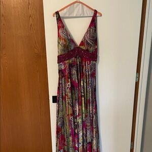 Vibrant Paisley prom Dress - Red and Purple